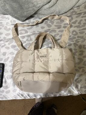 Reebok Cream Quilted Puffer Shoulder Bag